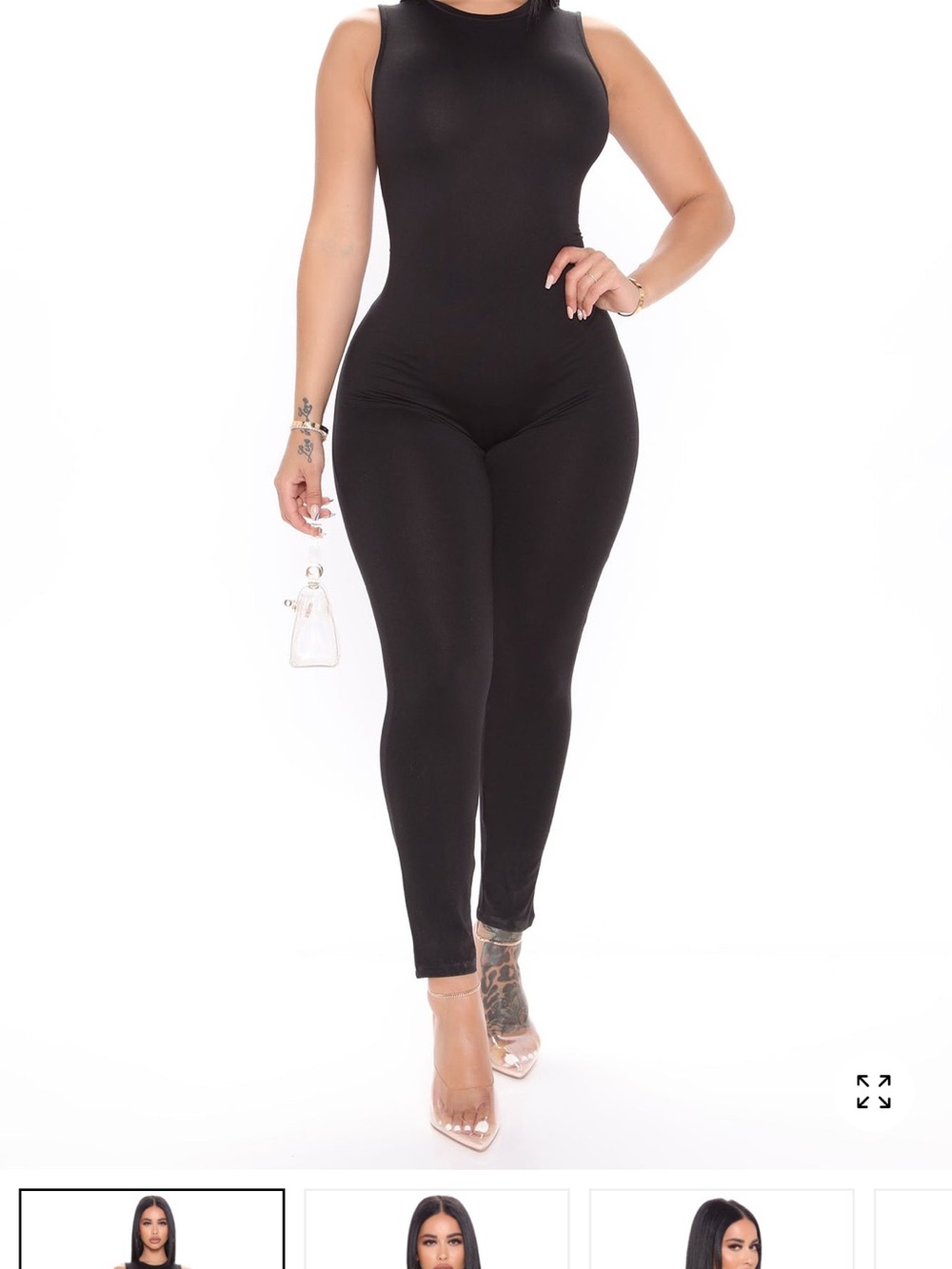Fashion Nova Black Sleeveless Fitted Jumpsuit